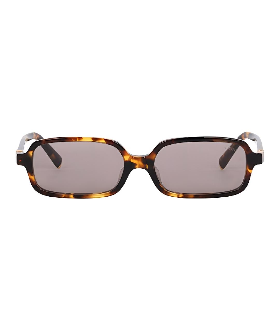 MIU MIU Коричневые пластиковые солнцезащитные очки, фото 2