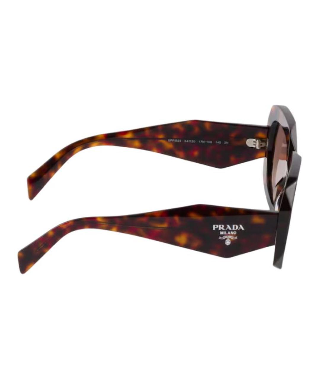 PRADA Коричневые пластиковые солнцезащитные очки, фото 3