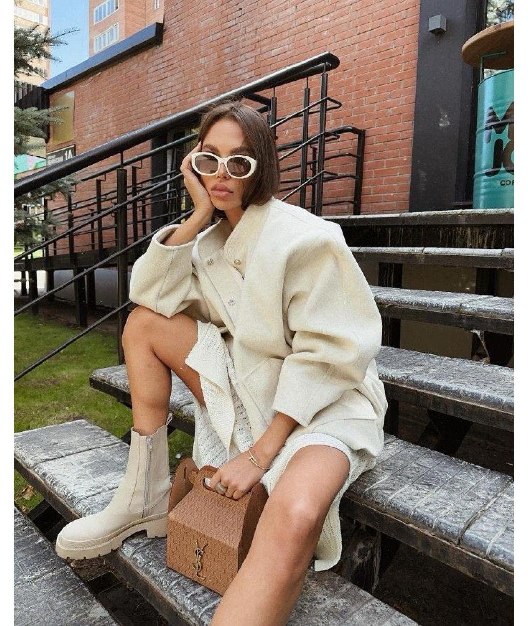 SAINT LAURENT Коричневая кожаная сумка с короткими ручками, фото 8