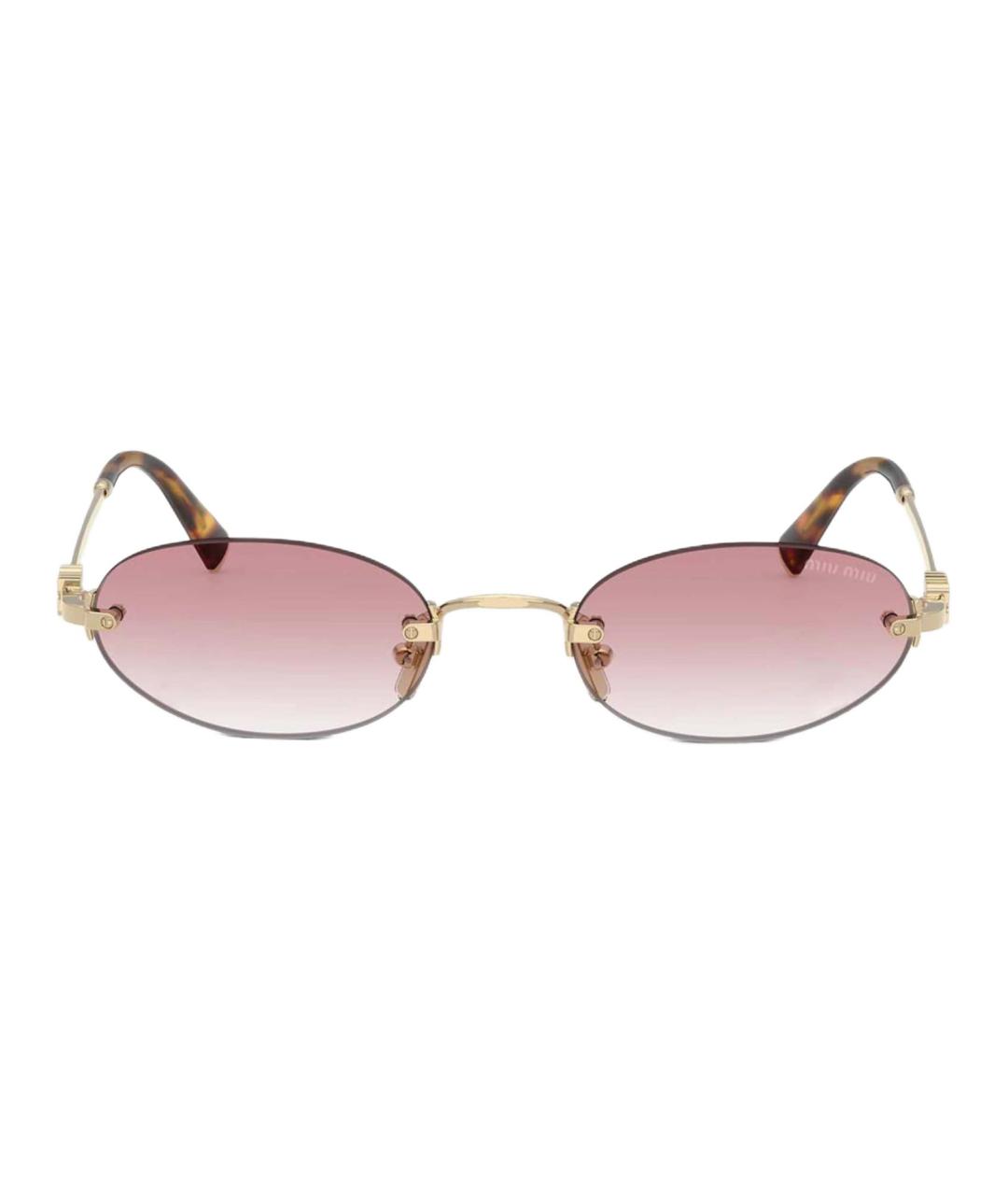 MIU MIU Золотые металлические солнцезащитные очки, фото 2