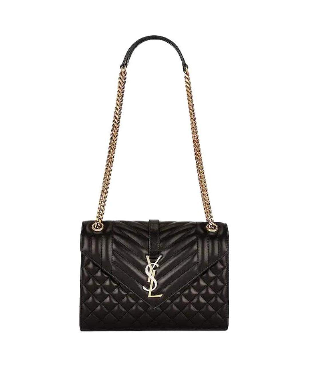 SAINT LAURENT Черная кожаная сумка через плечо, фото 1