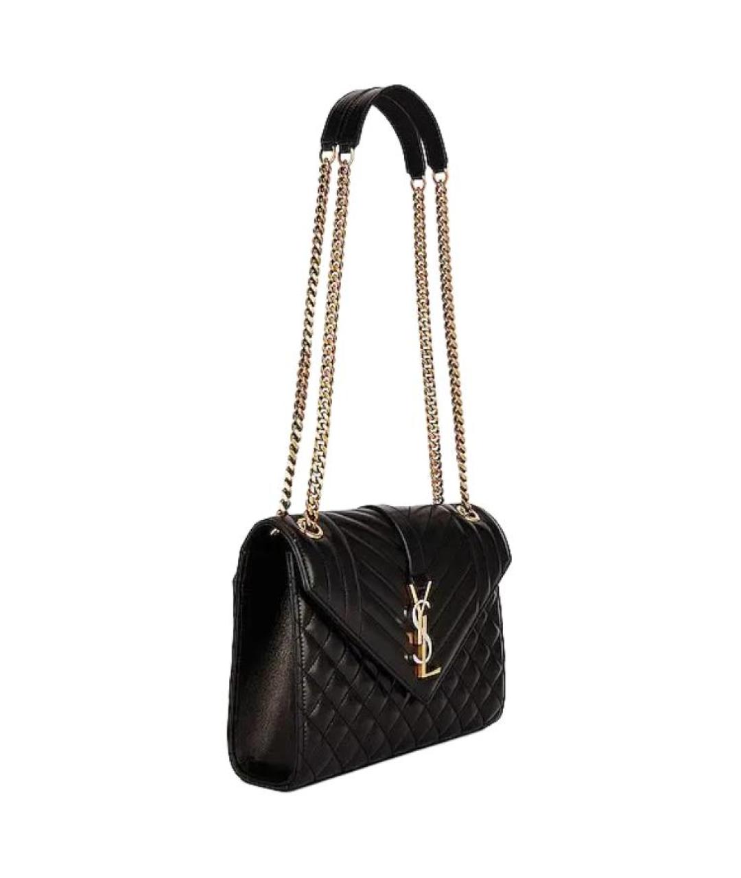 SAINT LAURENT Черная кожаная сумка через плечо, фото 2