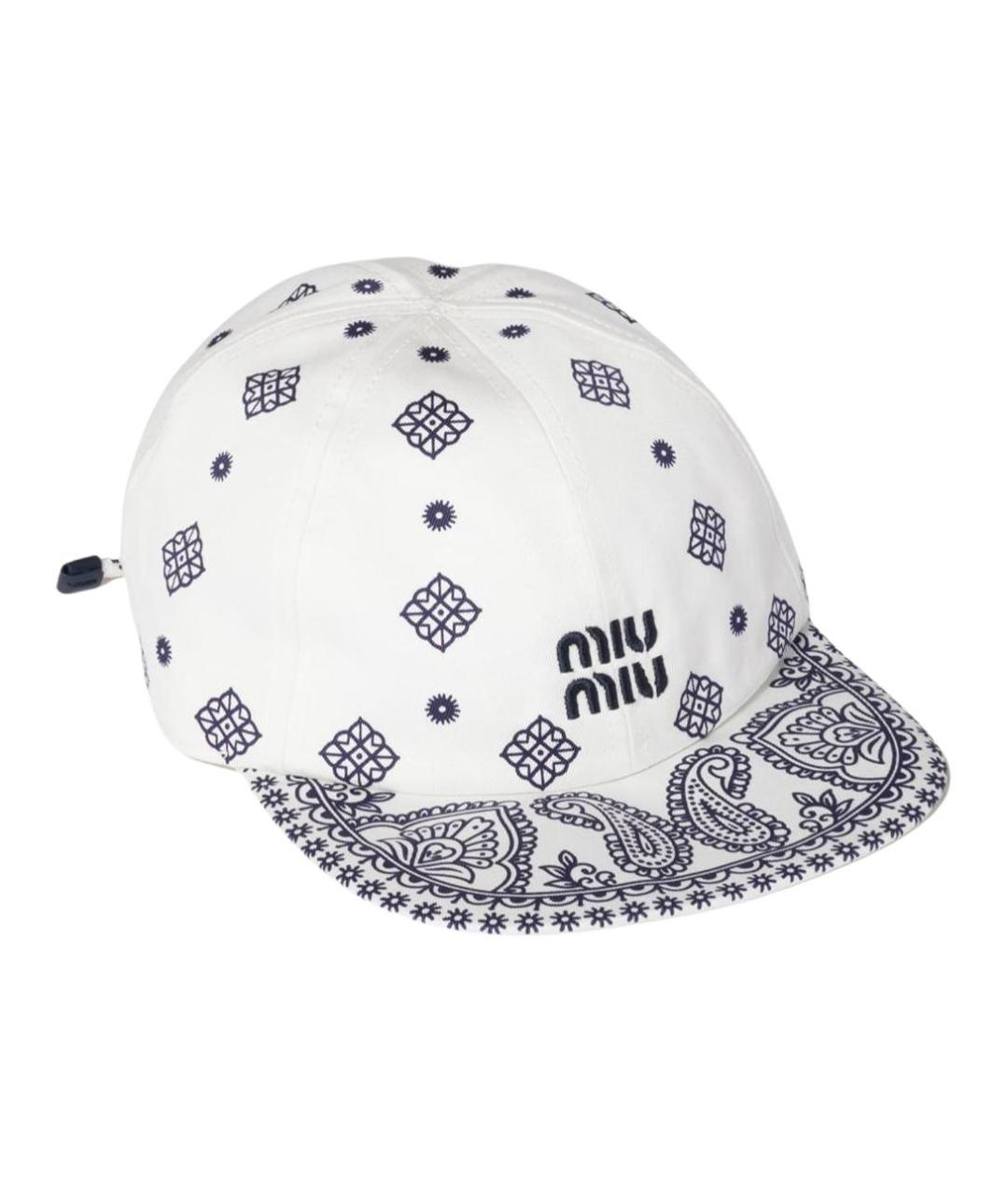 MIU MIU Белая хлопковая кепка, фото 2