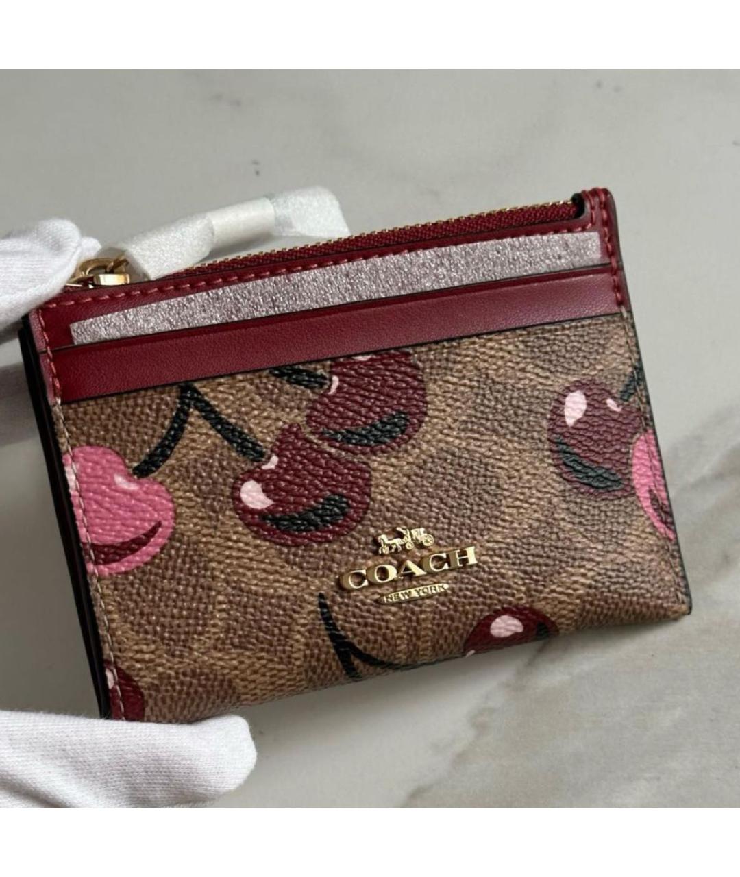 COACH Коричневый кожаный кардхолдер, фото 5