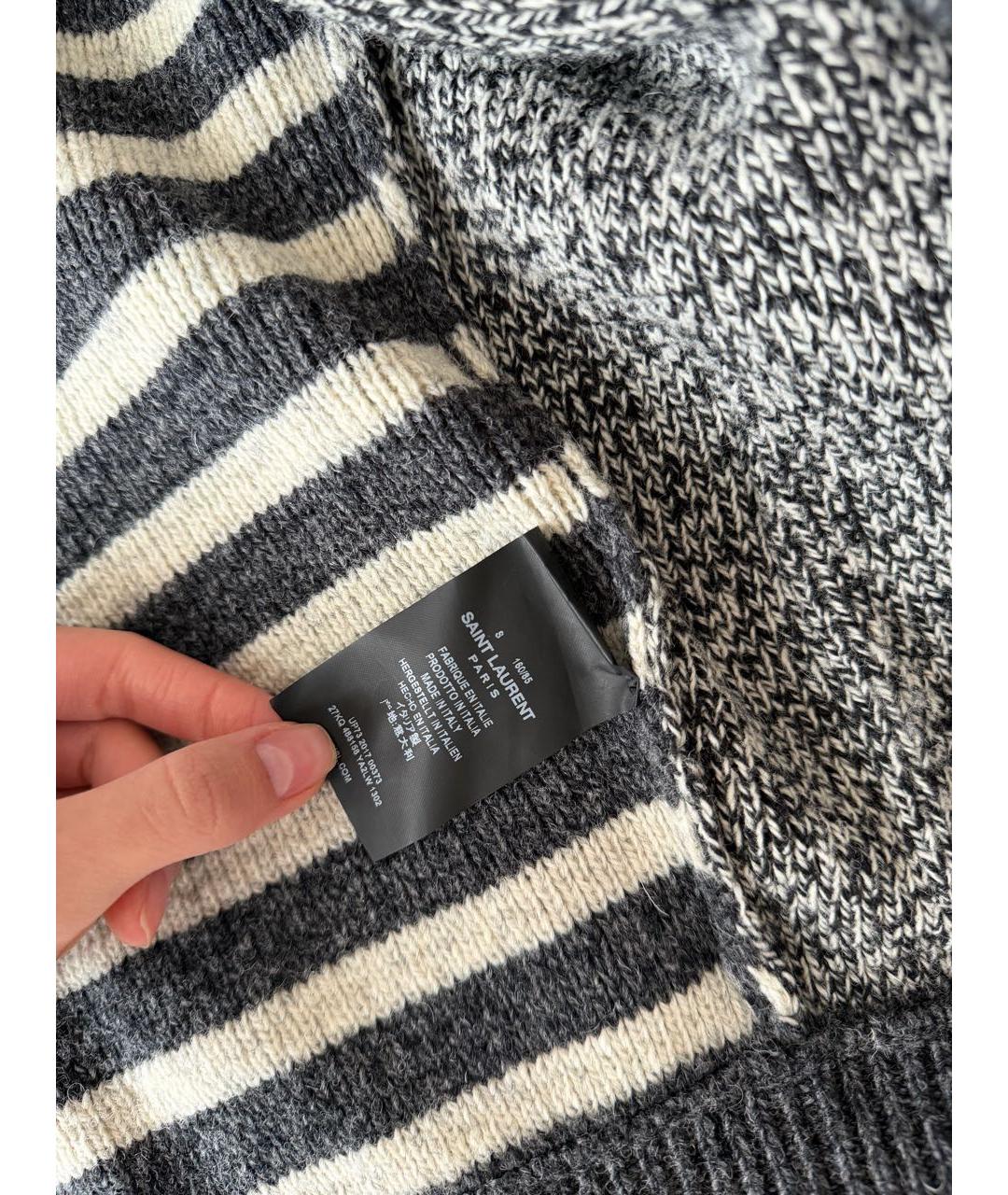 SAINT LAURENT Серый шерстяной кардиган, фото 6