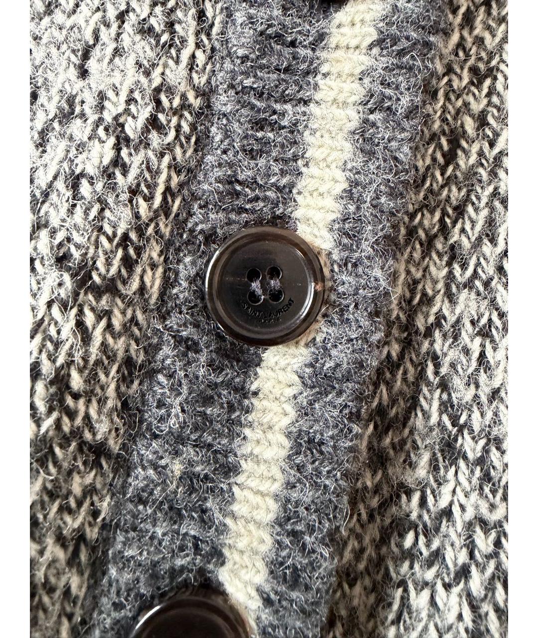 SAINT LAURENT Серый шерстяной кардиган, фото 5