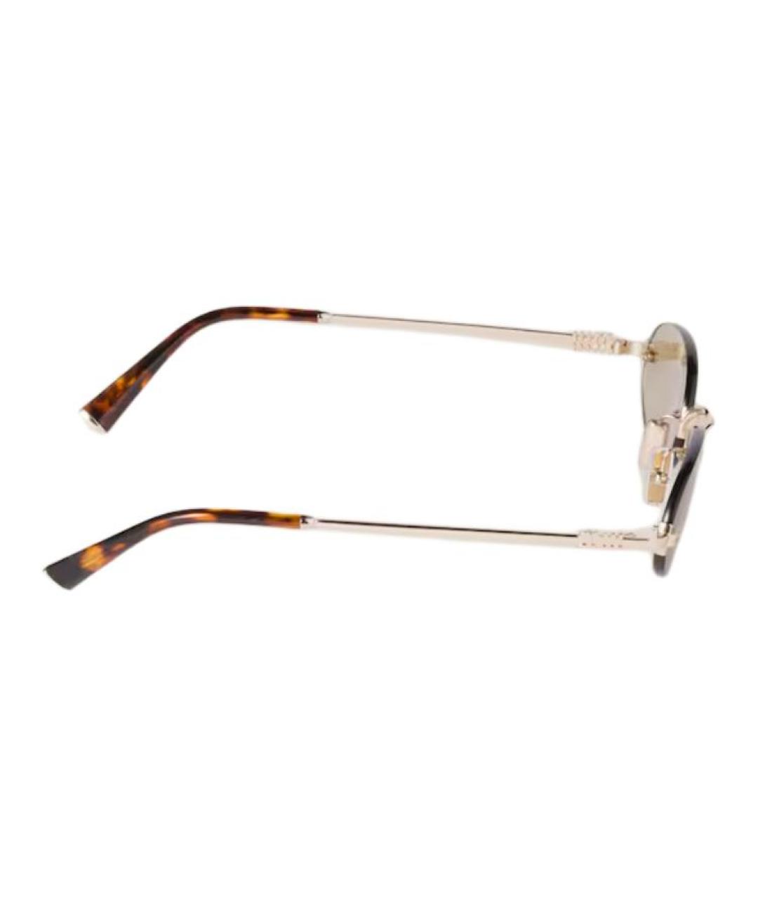 MIU MIU Золотые металлические солнцезащитные очки, фото 3