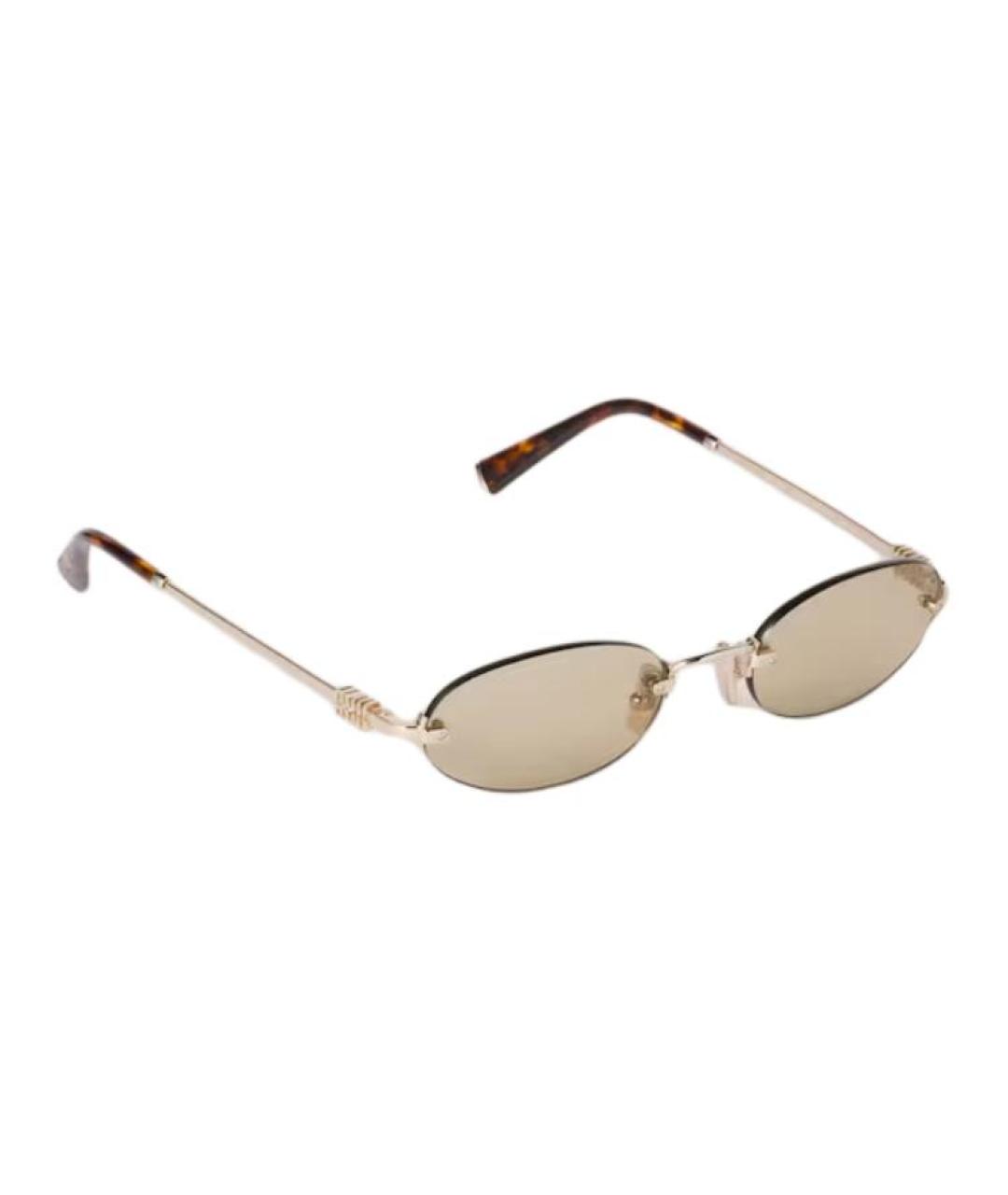 MIU MIU Золотые металлические солнцезащитные очки, фото 2