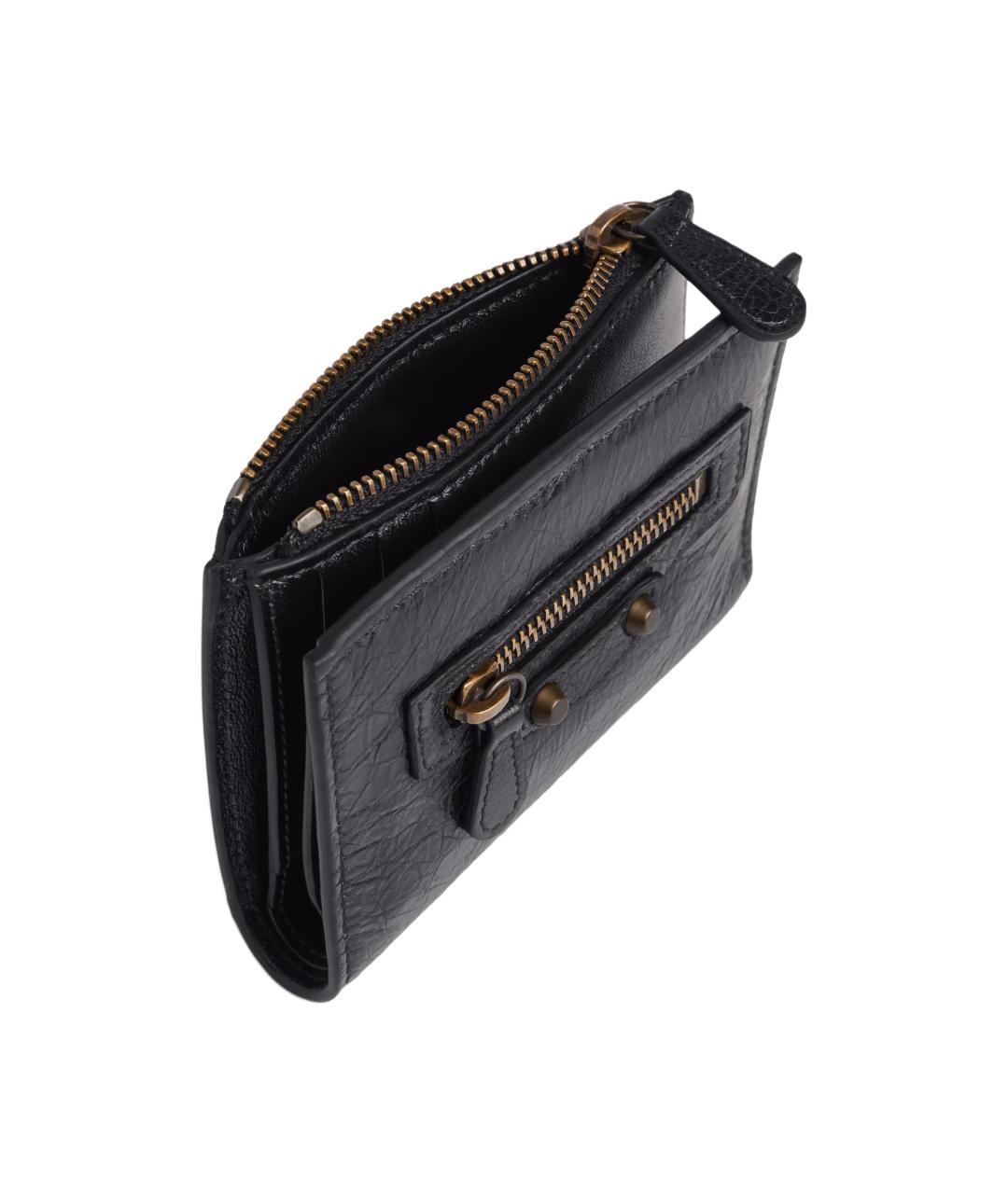 BALENCIAGA Черный кожаный кошелек, фото 2