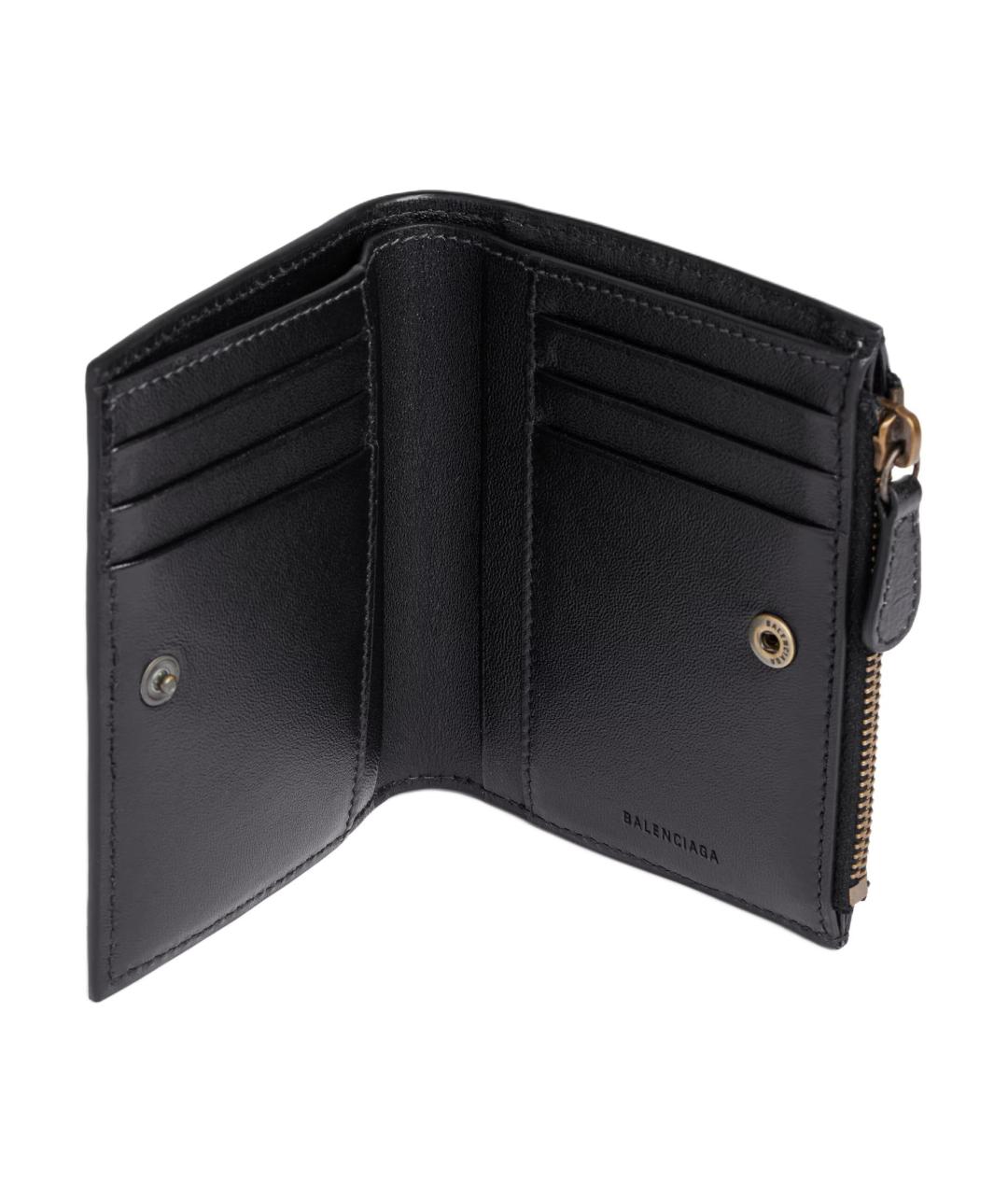 BALENCIAGA Черный кожаный кошелек, фото 4