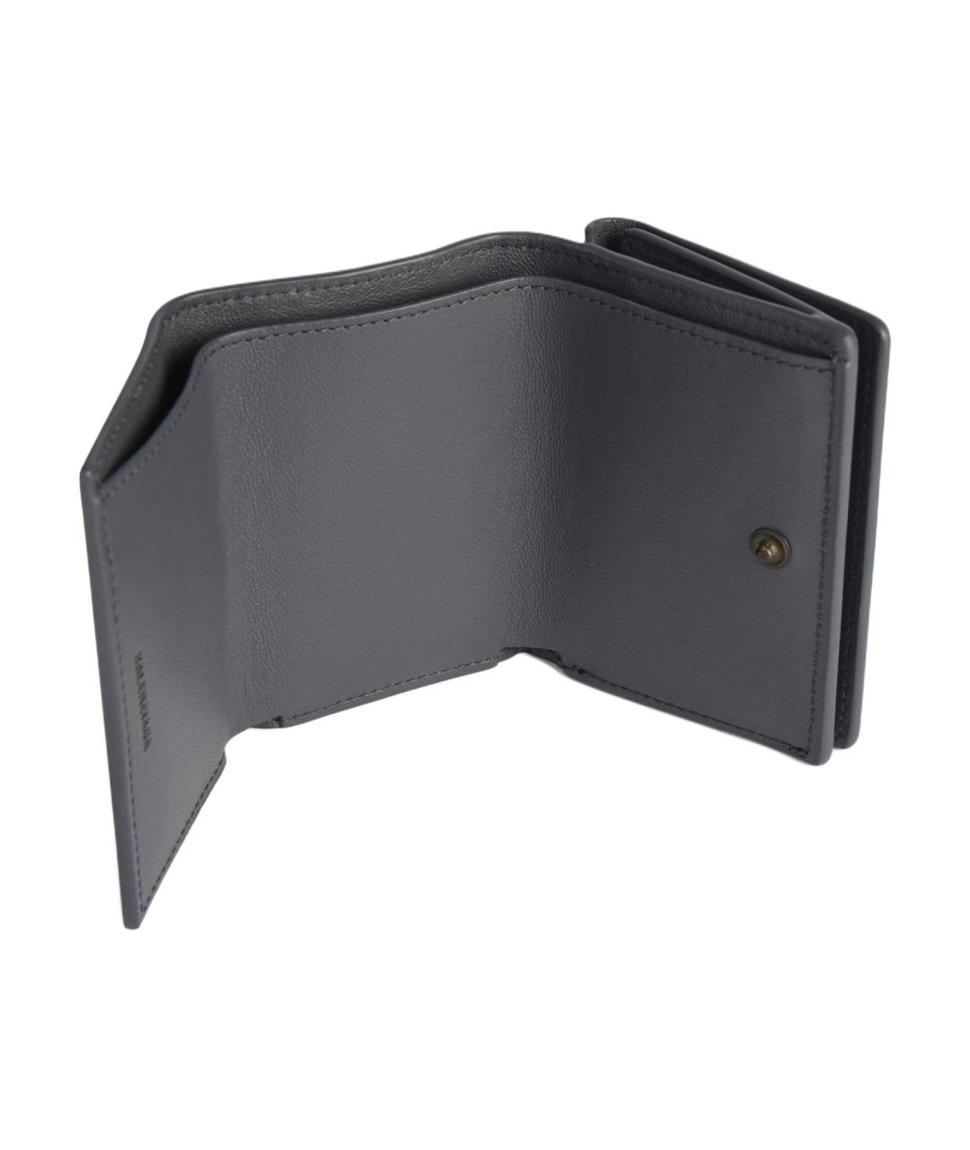 BALENCIAGA Серый кожаный кошелек, фото 4