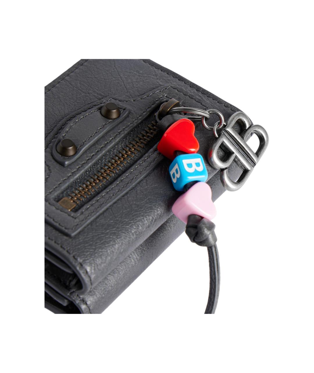 BALENCIAGA Серый кожаный кошелек, фото 5