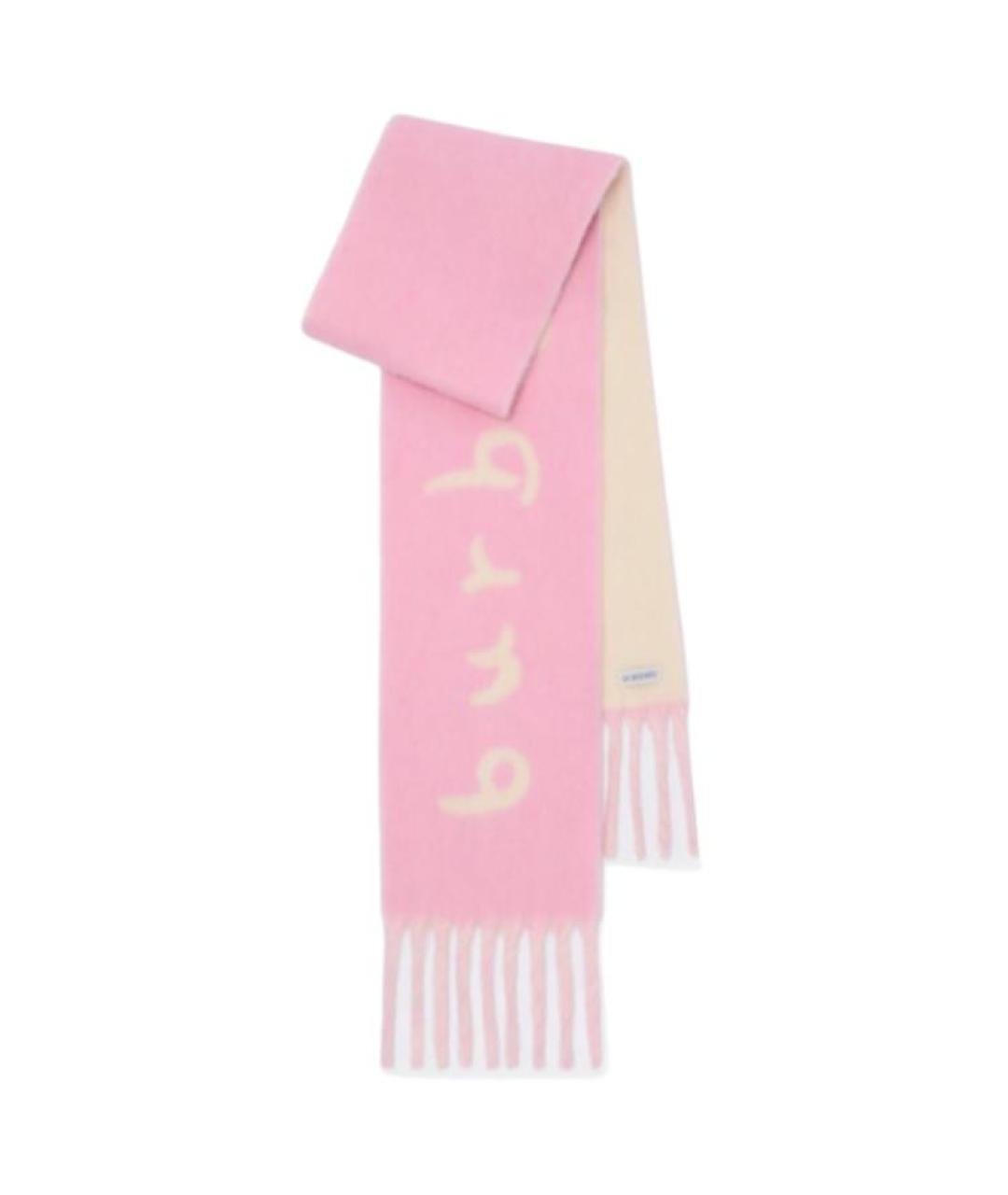 BURBERRY Розовый шерстяной шарф, фото 1