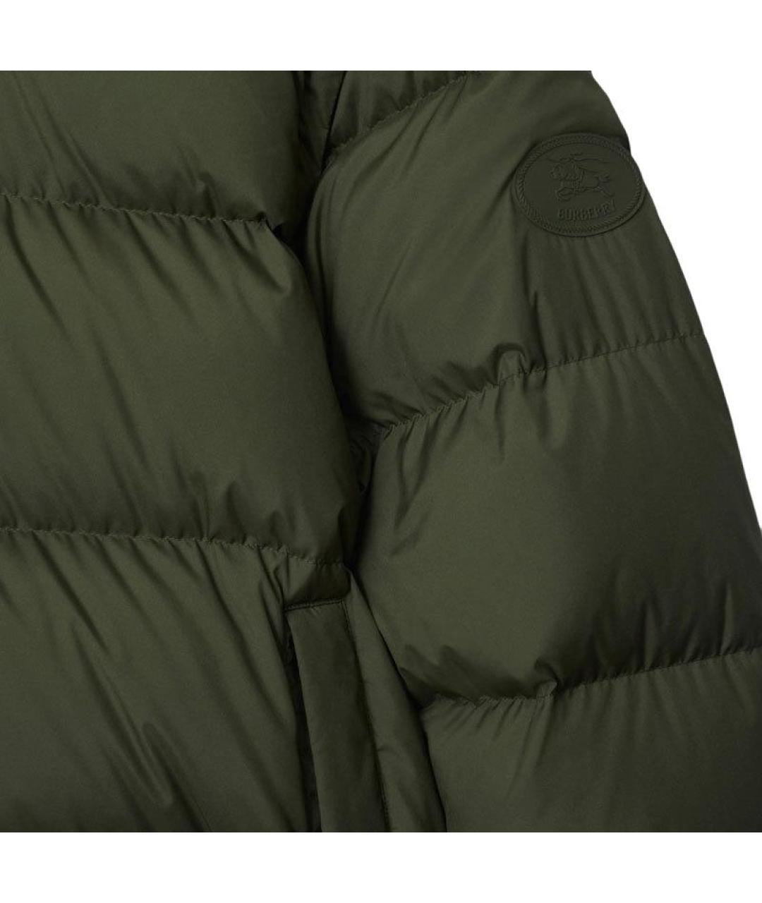 BURBERRY Зеленый синтетический пуховик, фото 5