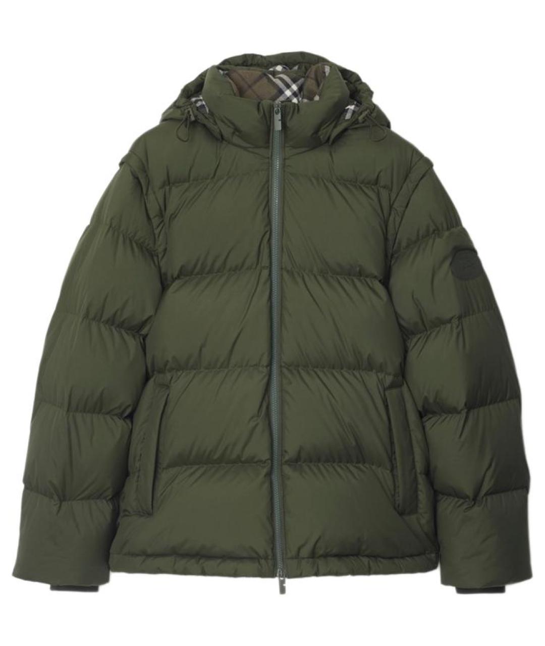 BURBERRY Зеленый синтетический пуховик, фото 1