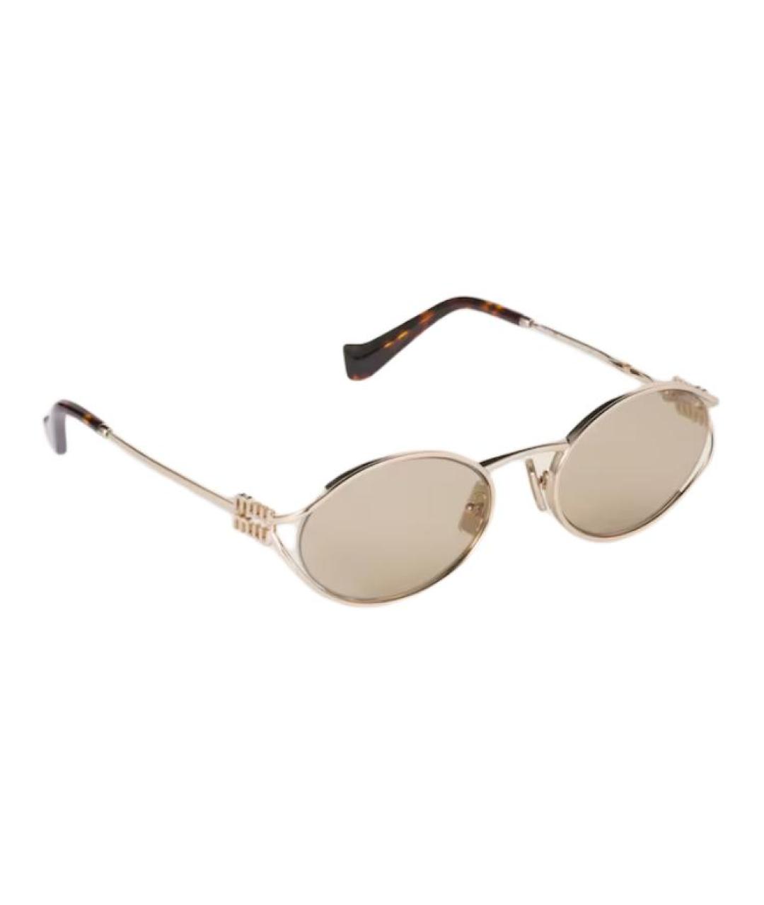 MIU MIU Золотые металлические солнцезащитные очки, фото 2