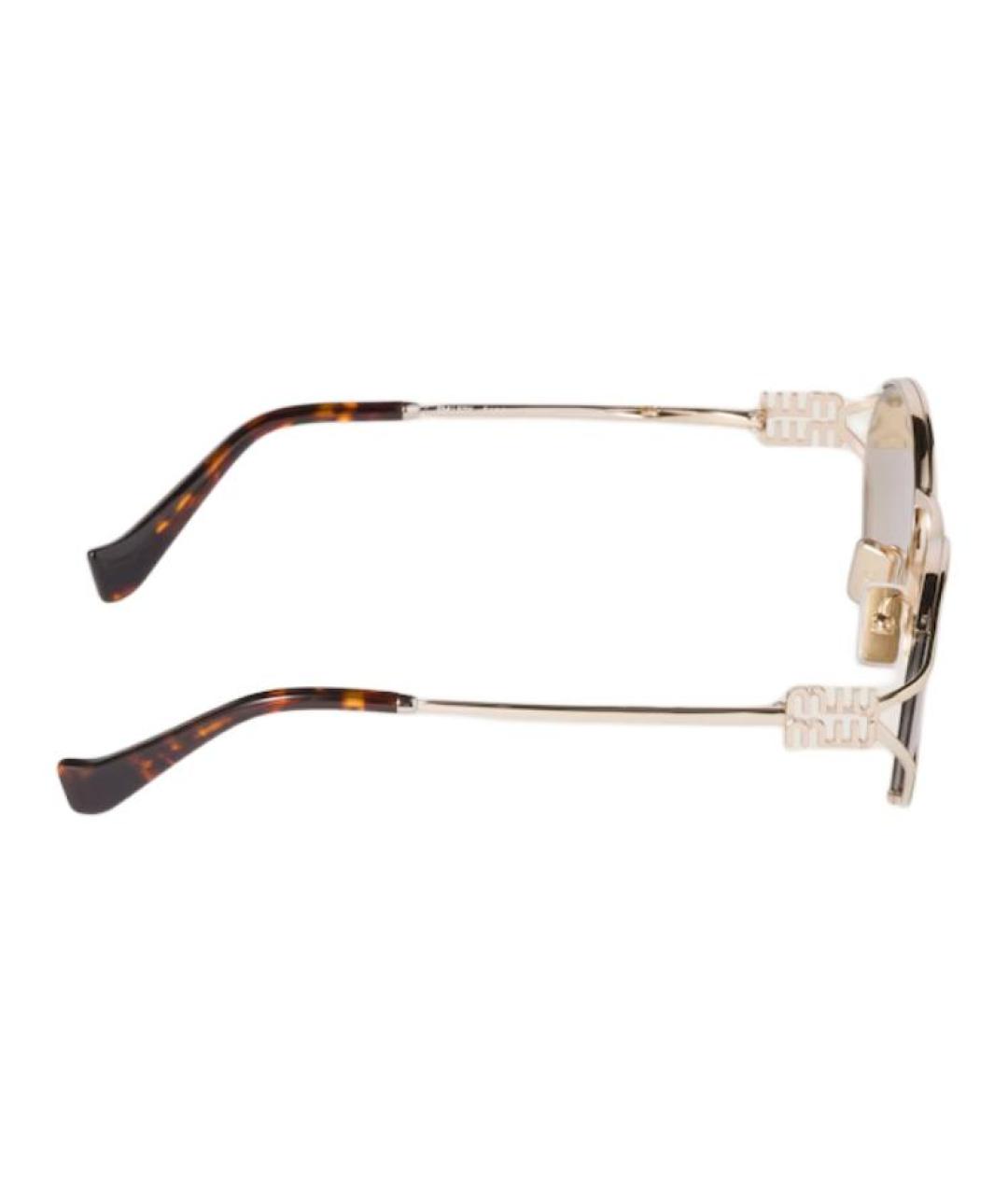 MIU MIU Золотые металлические солнцезащитные очки, фото 3