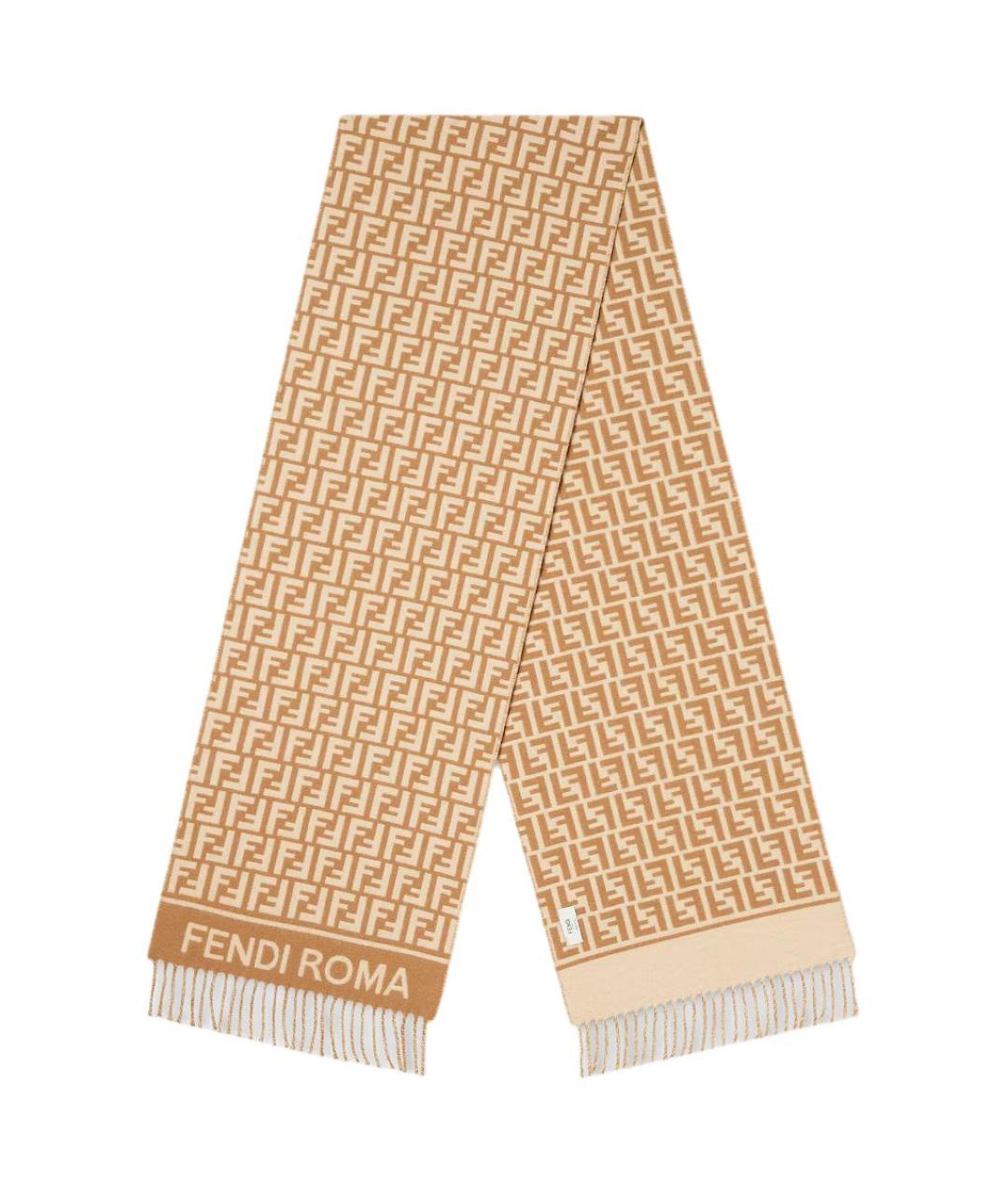 FENDI Бежевый шарф, фото 1