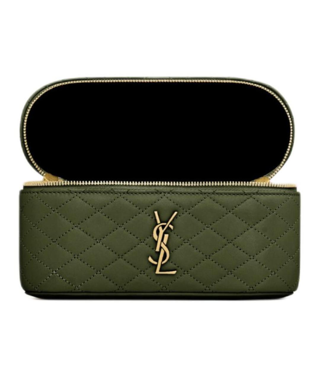 SAINT LAURENT Зеленая кожаная сумка через плечо, фото 5