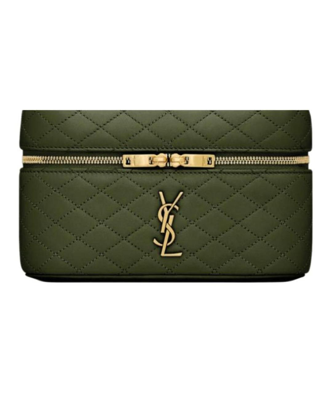 SAINT LAURENT Зеленая кожаная сумка через плечо, фото 7