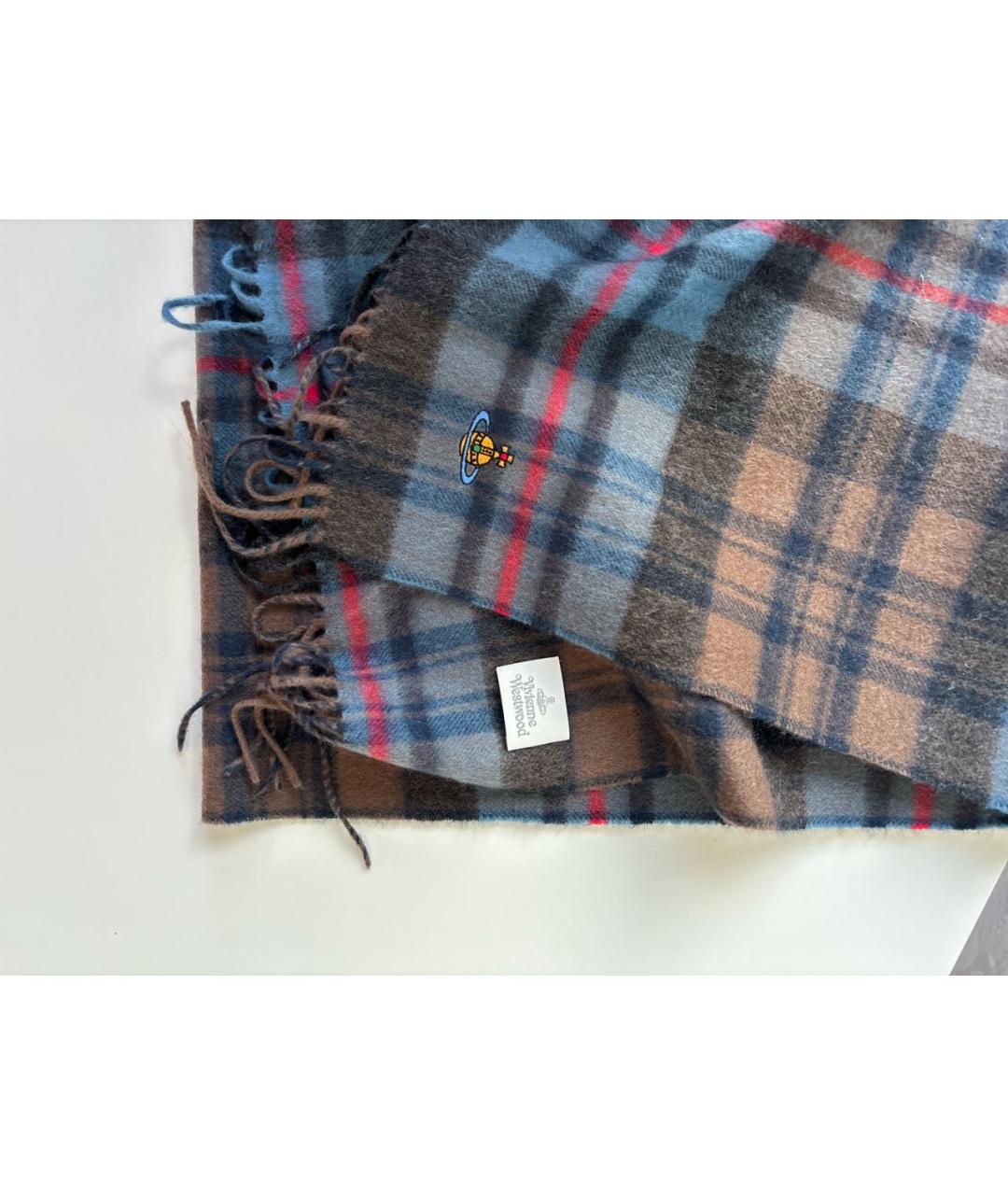 VIVIENNE WESTWOOD Синий кашемировый шарф, фото 4