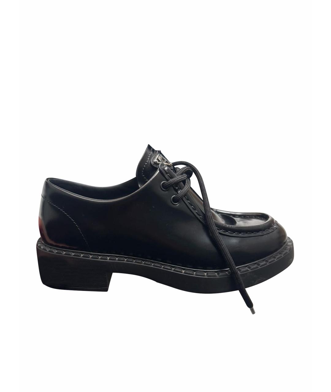 PRADA Черные кожаные ботинки, фото 1