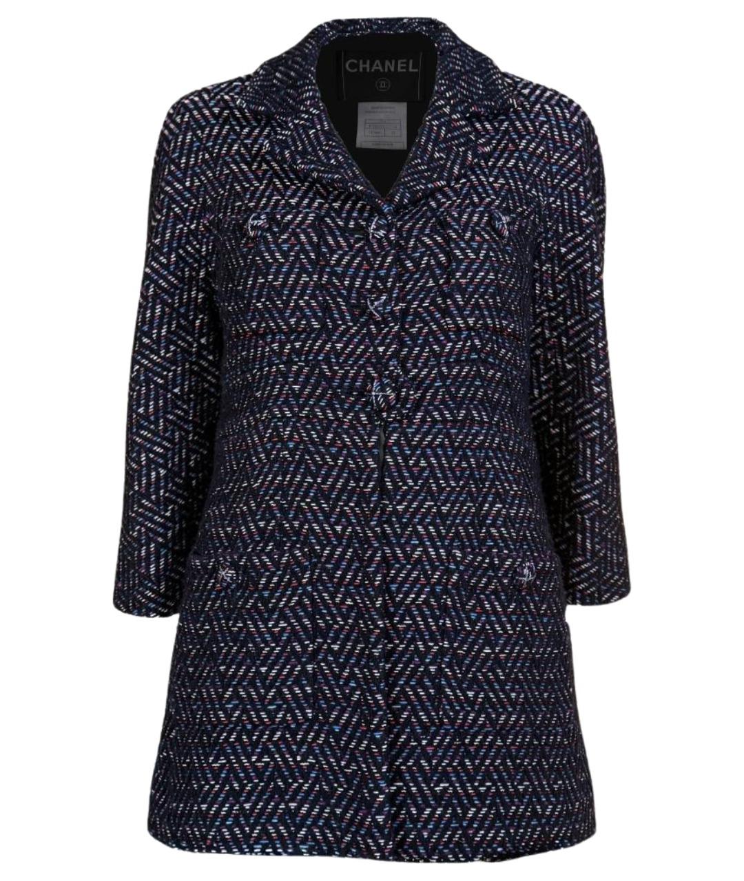 CHANEL Темно-синий твидовый жакет/пиджак, фото 1