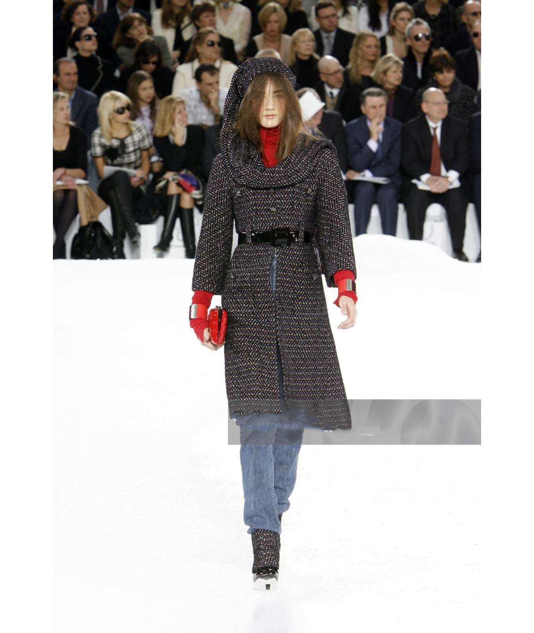 CHANEL Темно-синий твидовый жакет/пиджак, фото 2