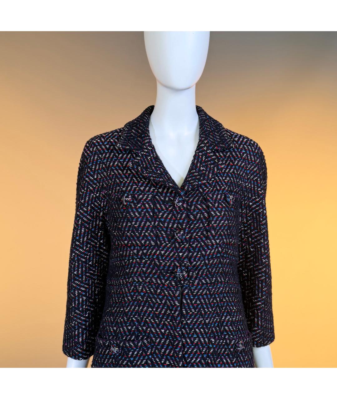 CHANEL Темно-синий твидовый жакет/пиджак, фото 3