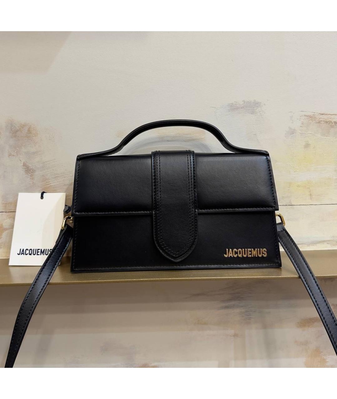 JACQUEMUS Черная кожаная сумка через плечо, фото 2