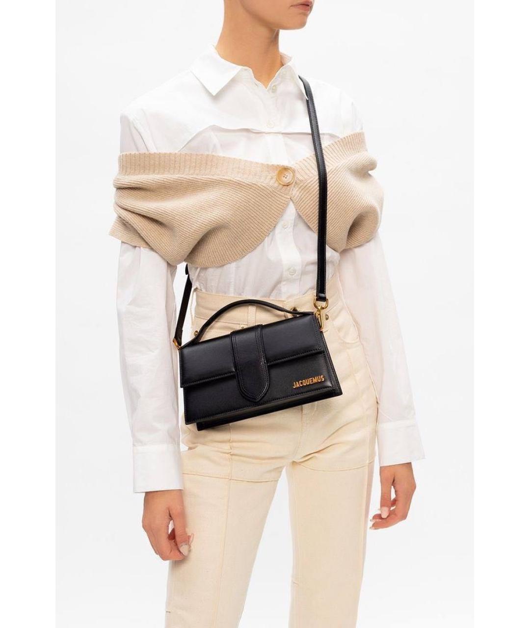 JACQUEMUS Черная кожаная сумка через плечо, фото 3