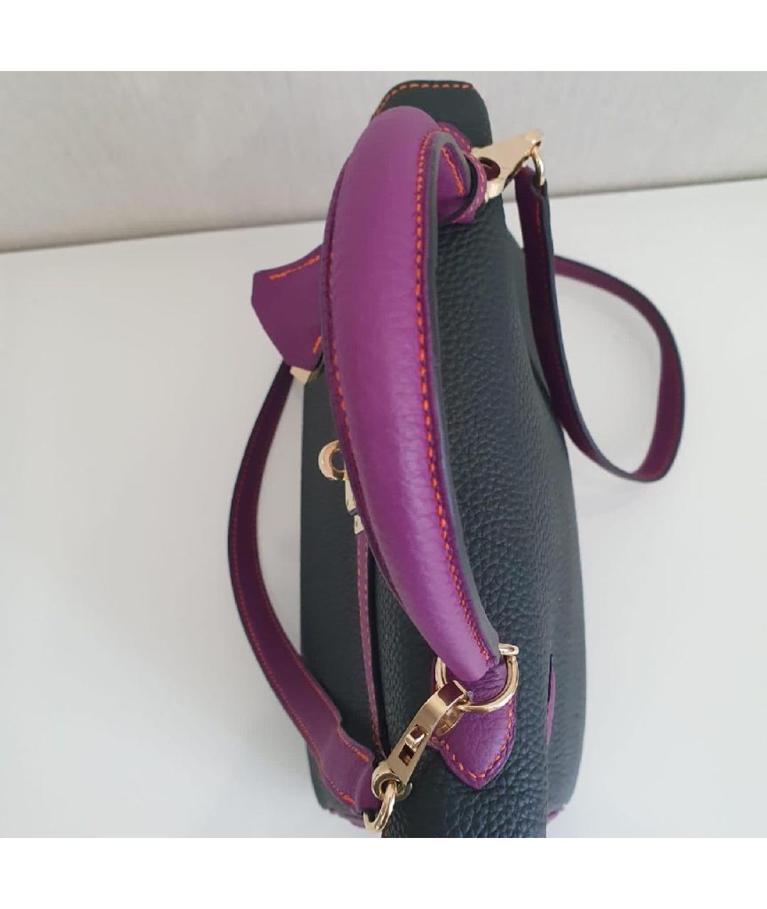 HERMES Антрацитовая кожаная сумка через плечо, фото 7