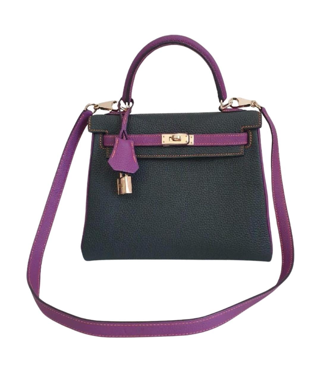 HERMES Антрацитовая кожаная сумка через плечо, фото 1