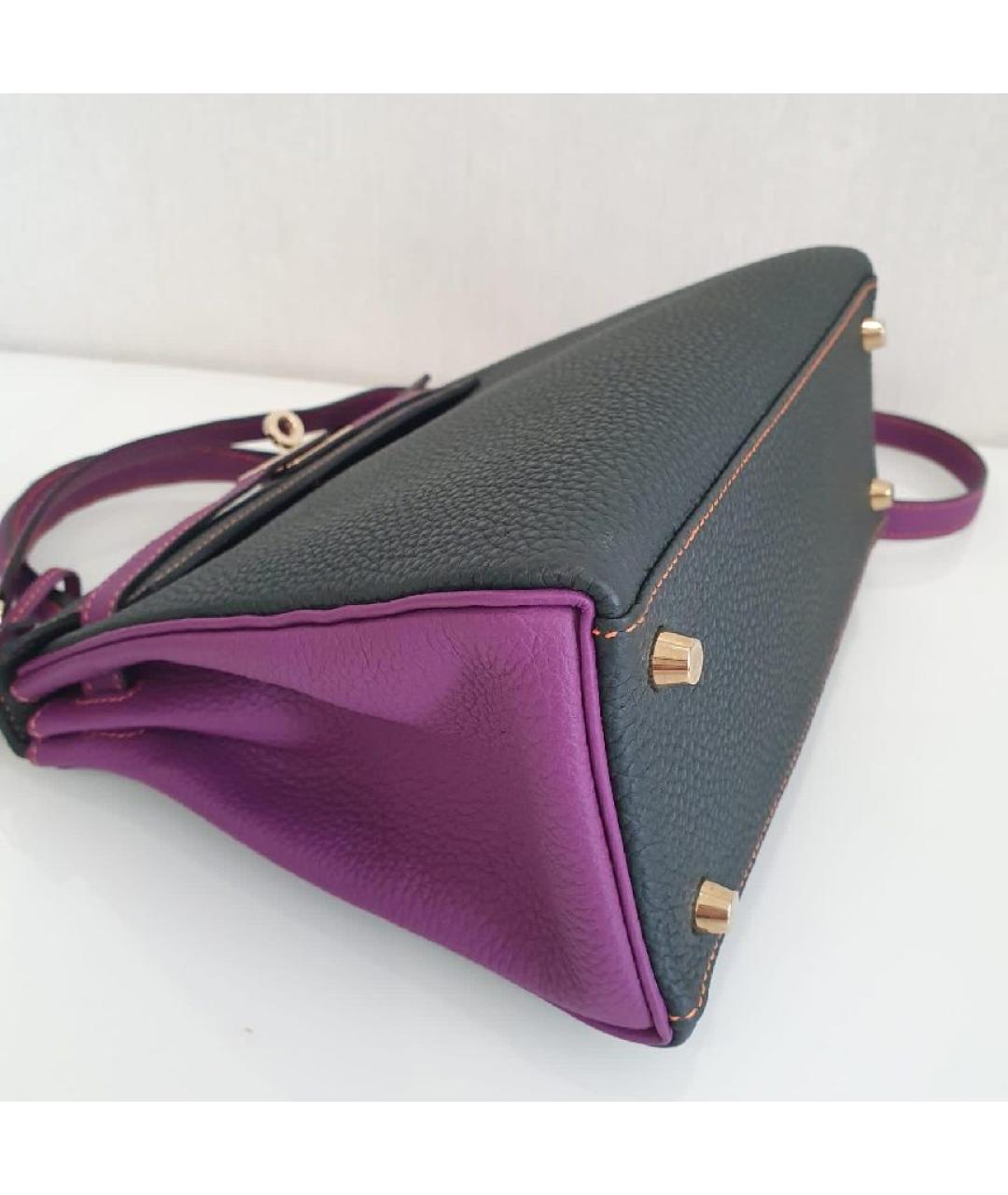 HERMES Антрацитовая кожаная сумка через плечо, фото 5