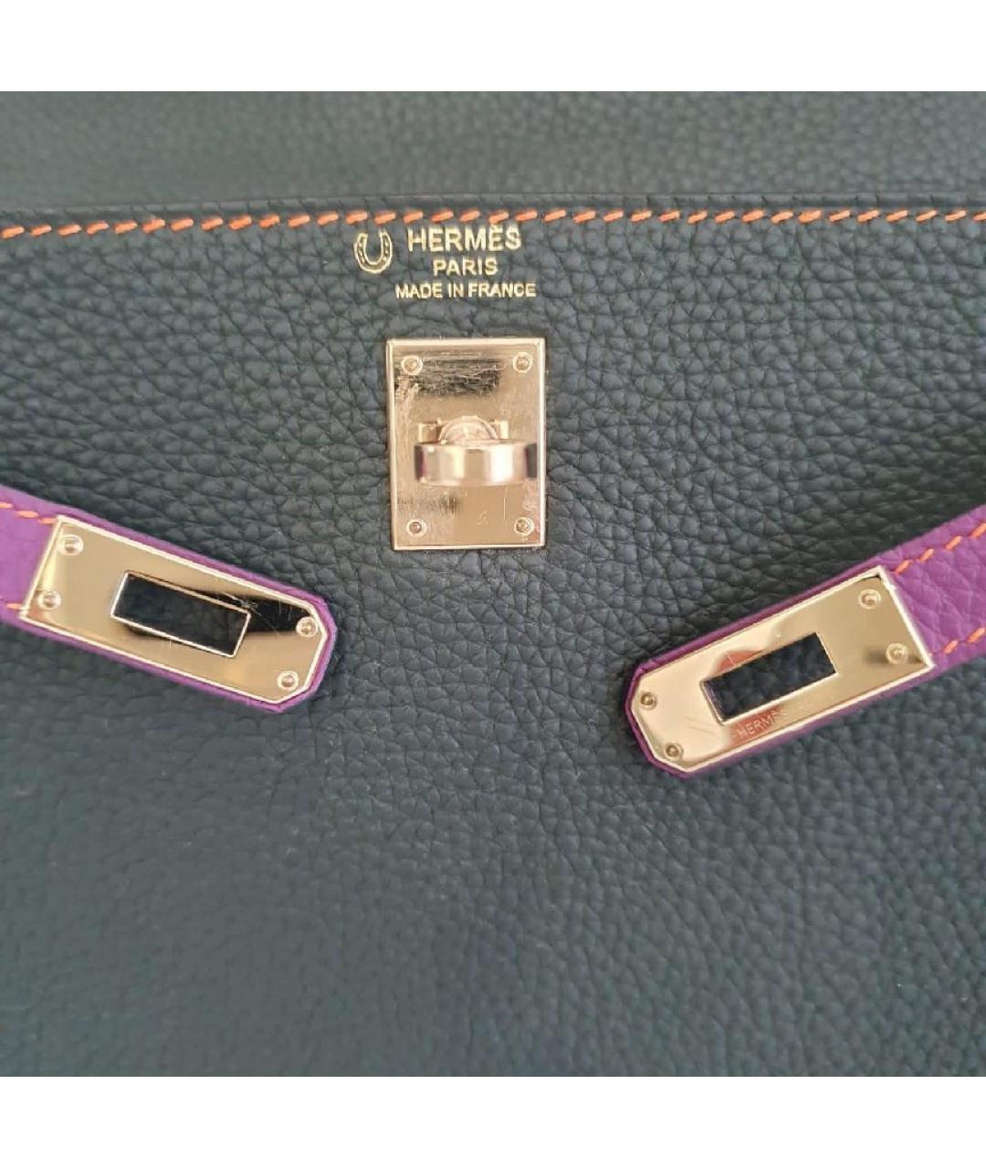 HERMES Антрацитовая кожаная сумка через плечо, фото 3