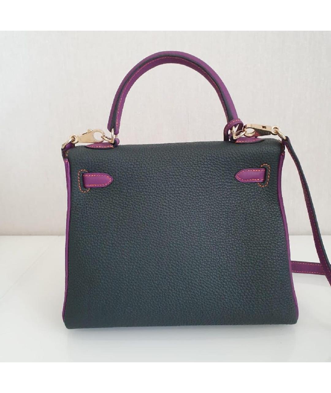 HERMES Антрацитовая кожаная сумка через плечо, фото 2