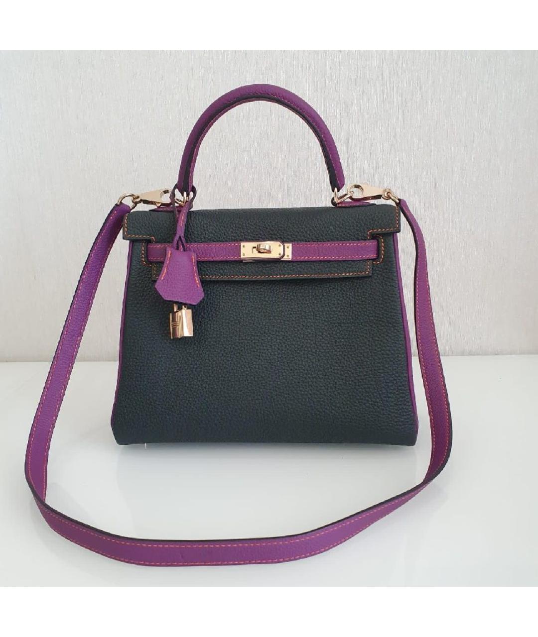 HERMES Антрацитовая кожаная сумка через плечо, фото 8