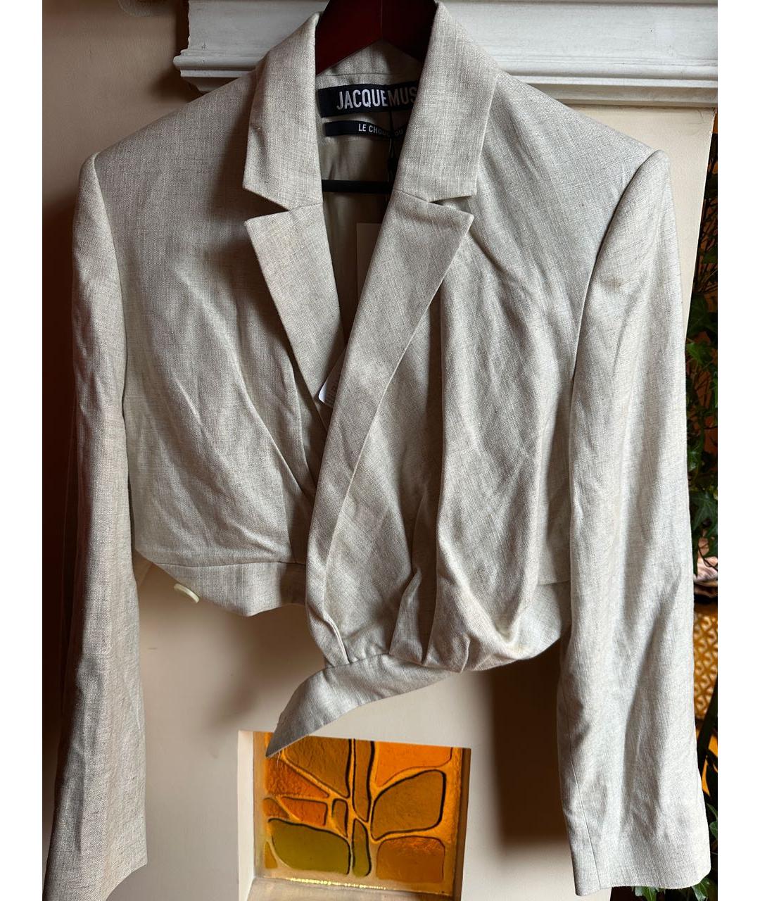 JACQUEMUS Бежевый льняной жакет/пиджак, фото 7