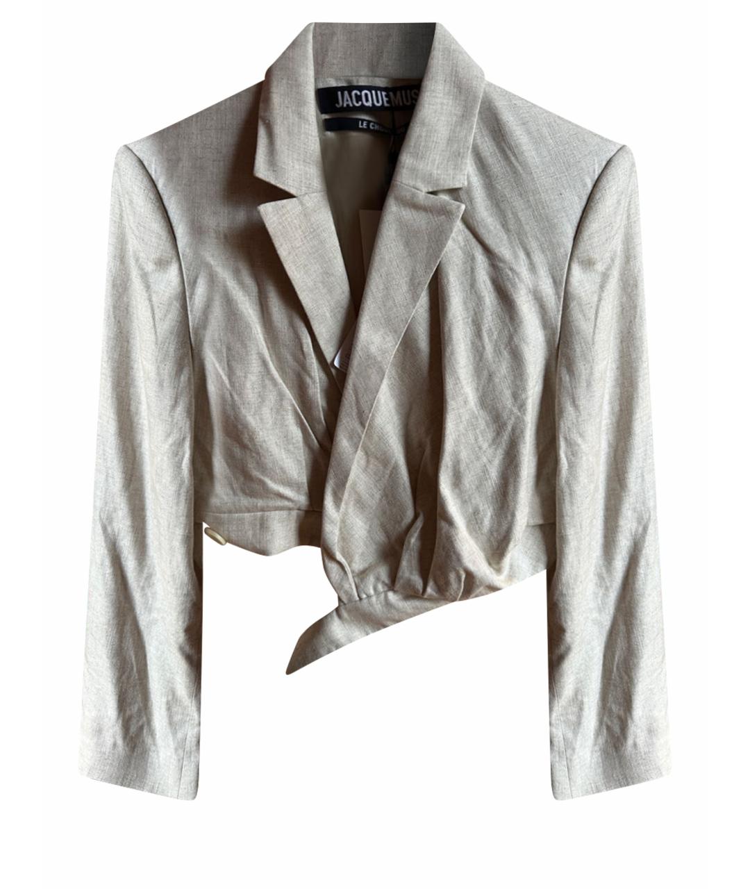 JACQUEMUS Бежевый льняной жакет/пиджак, фото 1