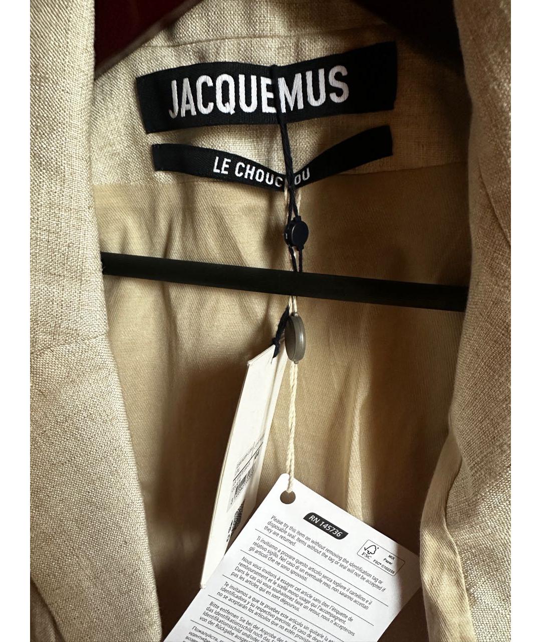 JACQUEMUS Бежевый льняной жакет/пиджак, фото 3