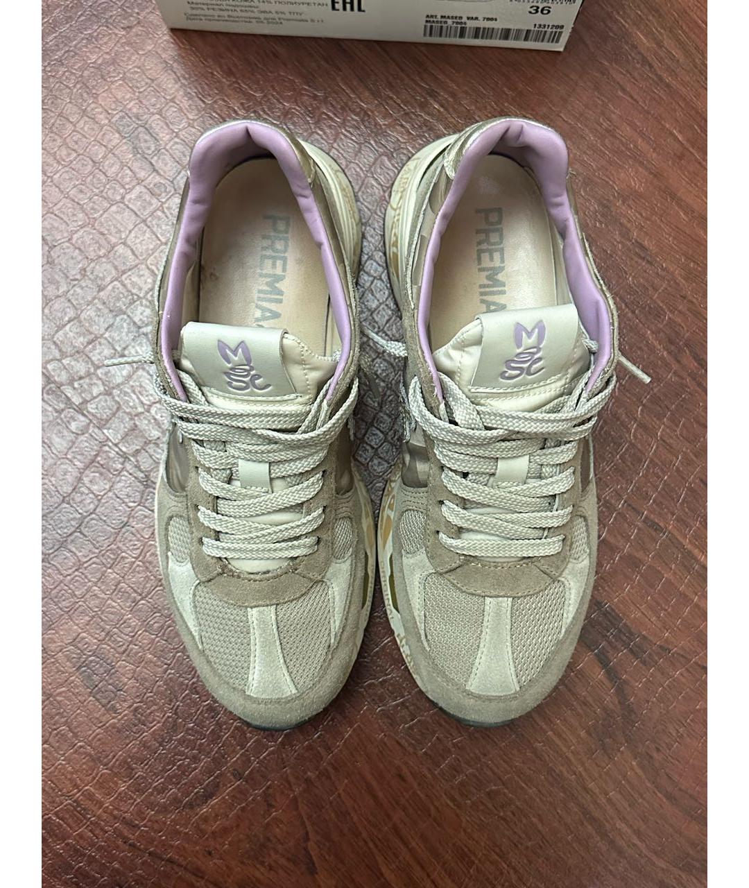 PREMIATA Бежевые замшевые кроссовки, фото 2