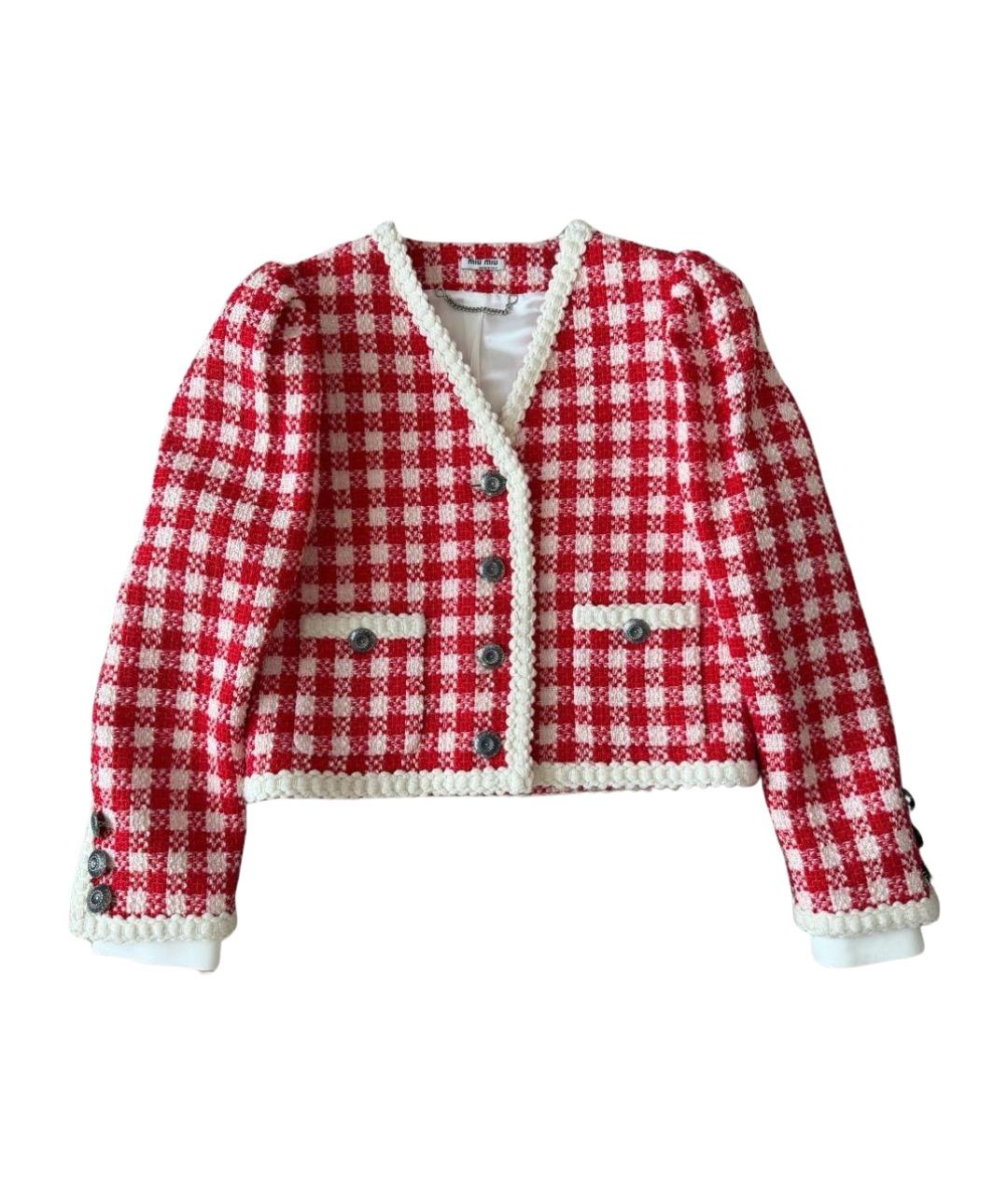 MIU MIU Красный шерстяной жакет/пиджак, фото 1