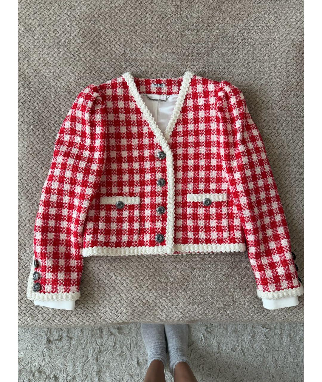 MIU MIU Красный шерстяной жакет/пиджак, фото 7