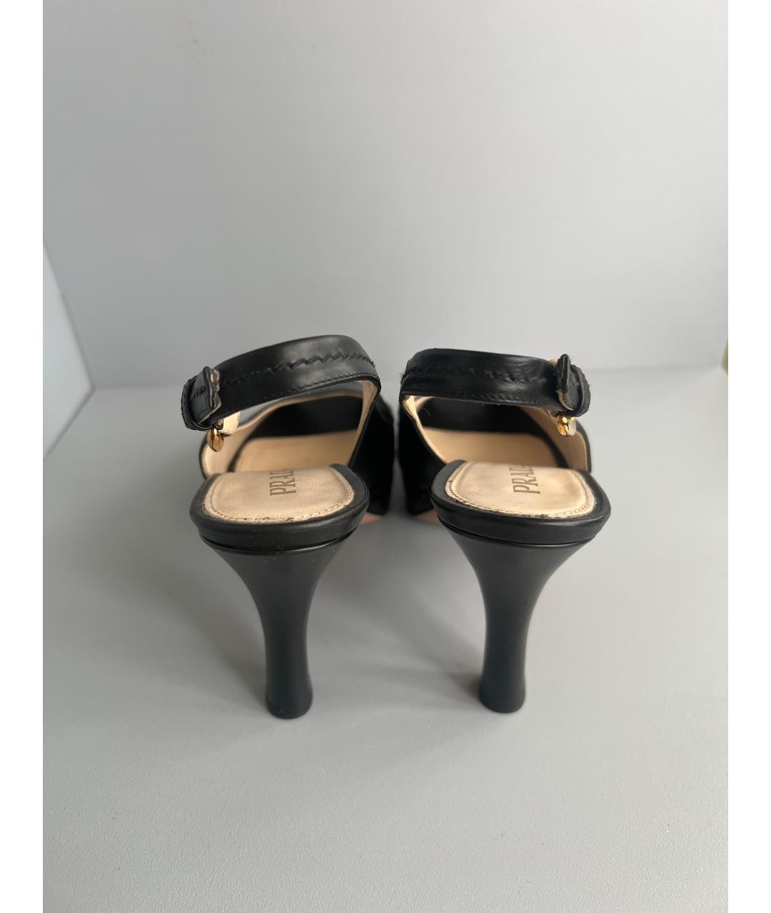 PRADA Черные кожаные босоножки, фото 4