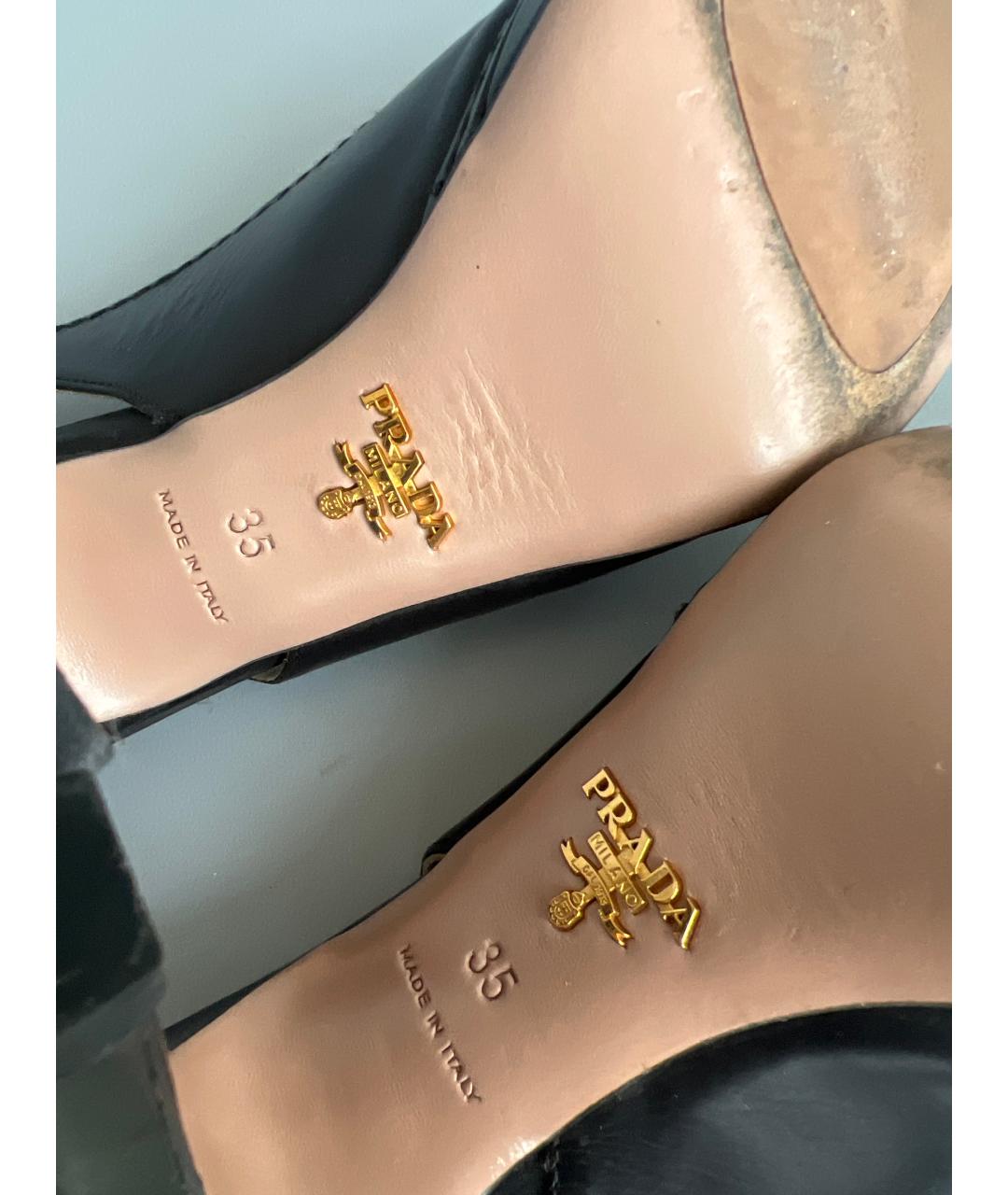 PRADA Черные кожаные босоножки, фото 6