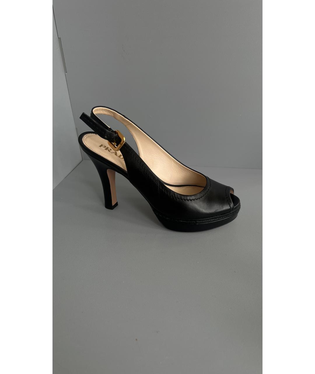 PRADA Черные кожаные босоножки, фото 8