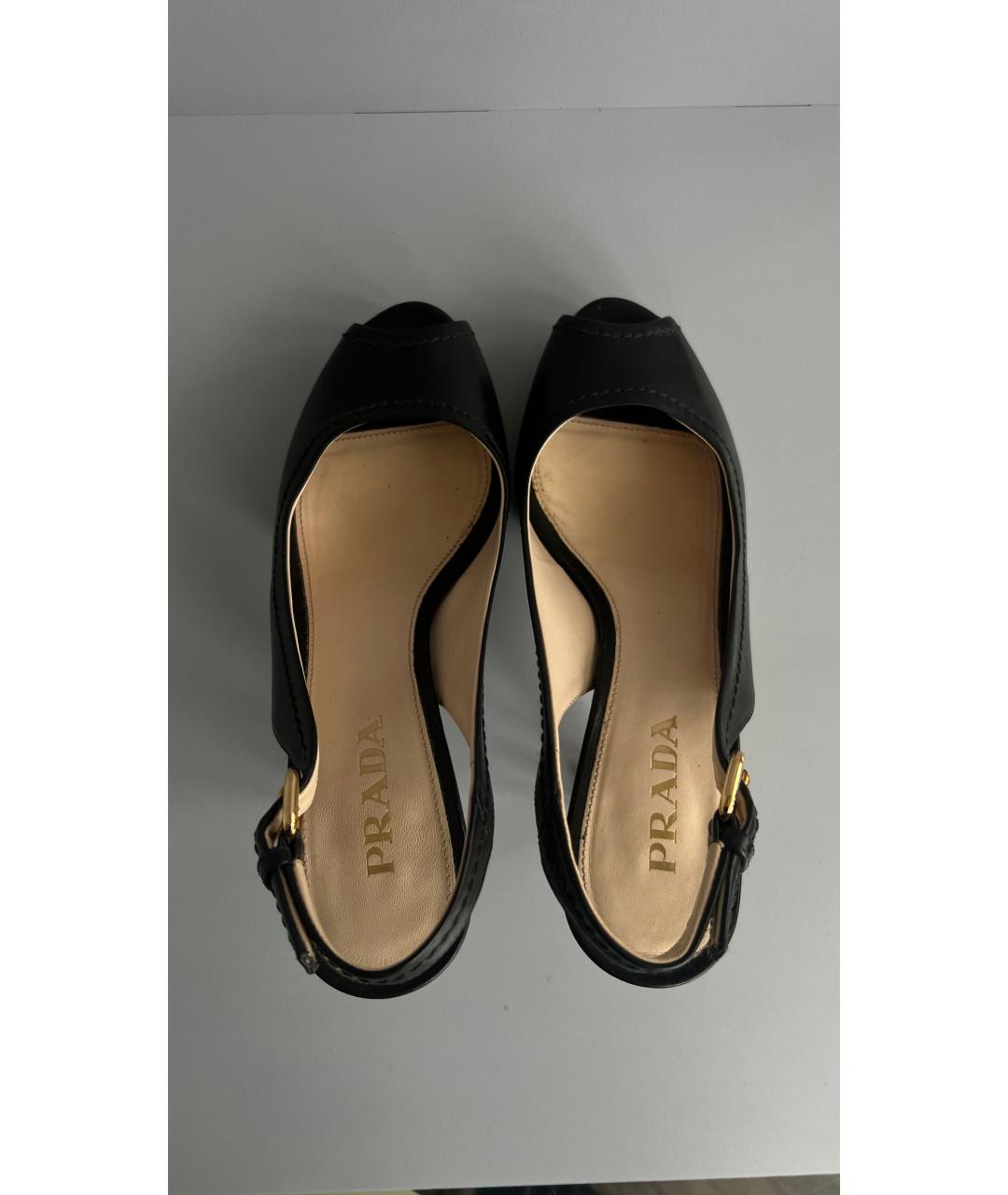 PRADA Черные кожаные босоножки, фото 3