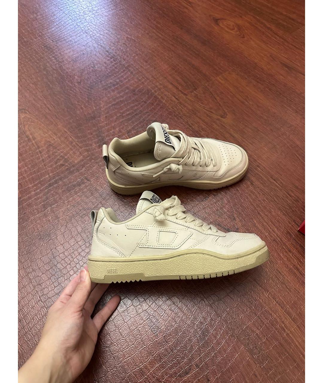 DIESEL Бежевые кожаные кеды, фото 8