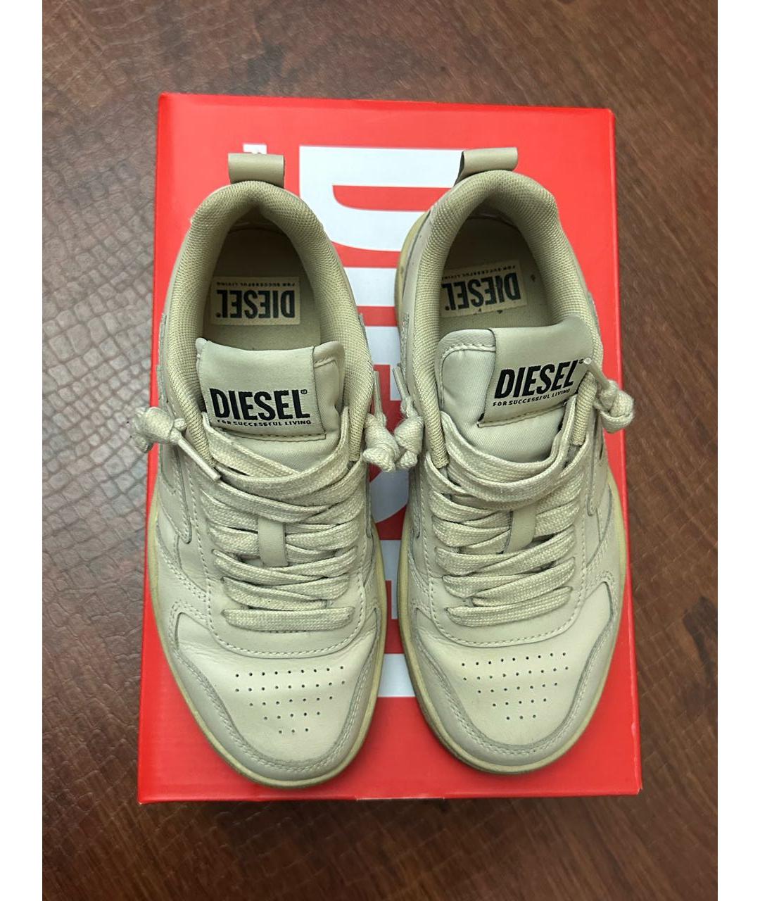 DIESEL Бежевые кожаные кеды, фото 3