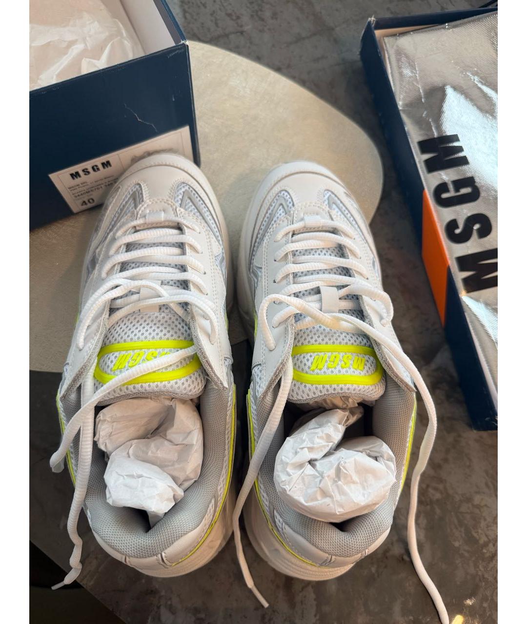 MSGM Белые кожаные кроссовки, фото 3